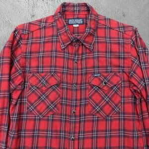 Iron Heart IHSH-179 6oz Red Check Flannel Single Yoke Western Shirt Medium Japan